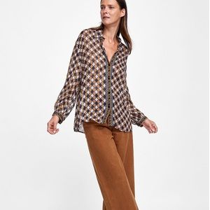 NWT Zara Metallic Patterned Blouse